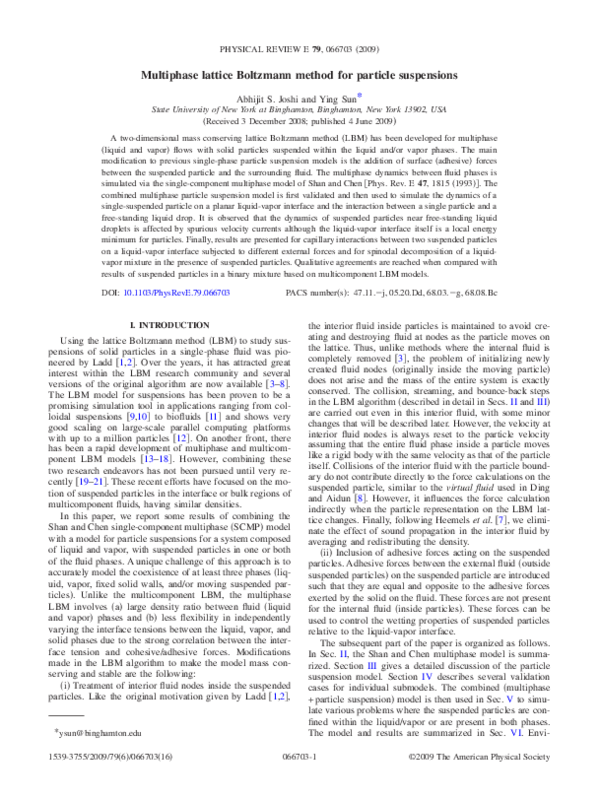 (PDF) Multiphase lattice Boltzmann method for particle suspensions