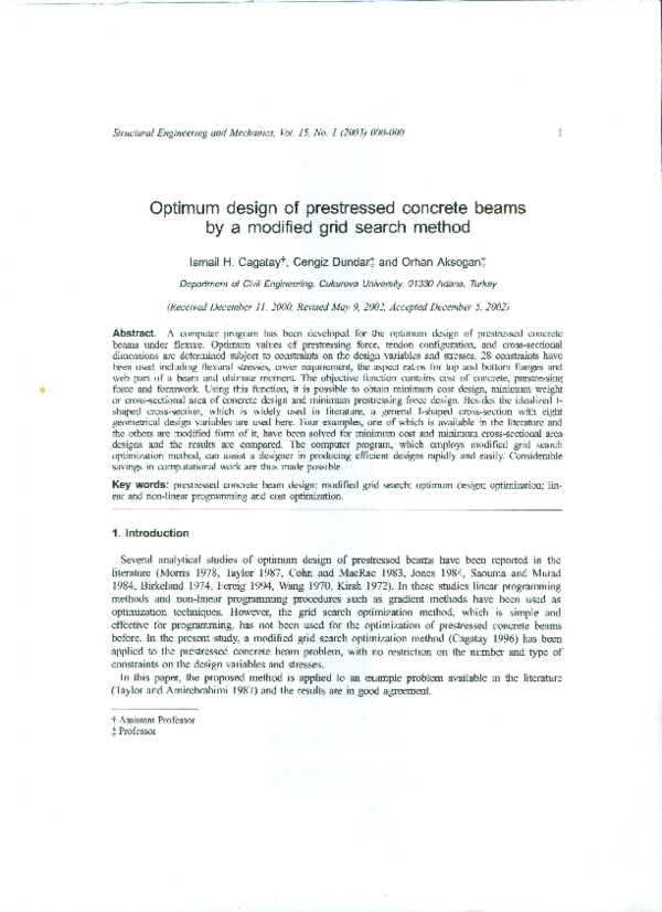 (PDF) Optimum design of prestressed concrete beams by a modified grid ...