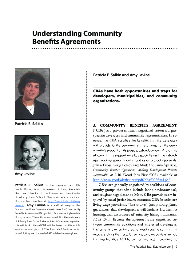 (PDF) Understanding Community Benefits Agreements