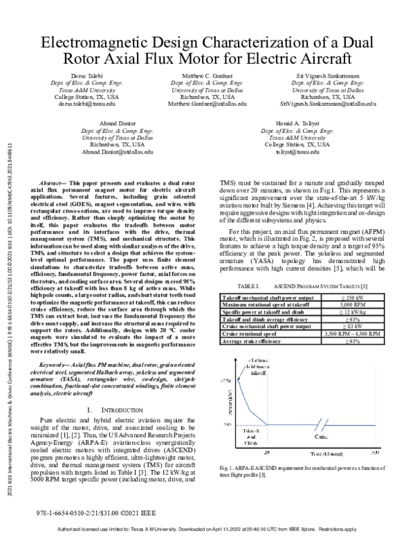 (PDF) Electromagnetic Design Characterization of a Dual Rotor Axial ...