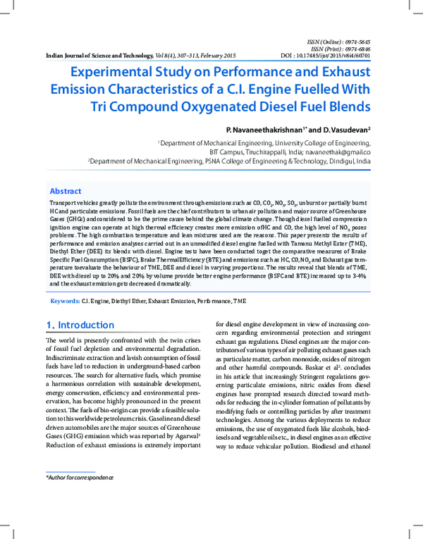 (PDF) Experimental study on performance and exhaust emissions of a ...