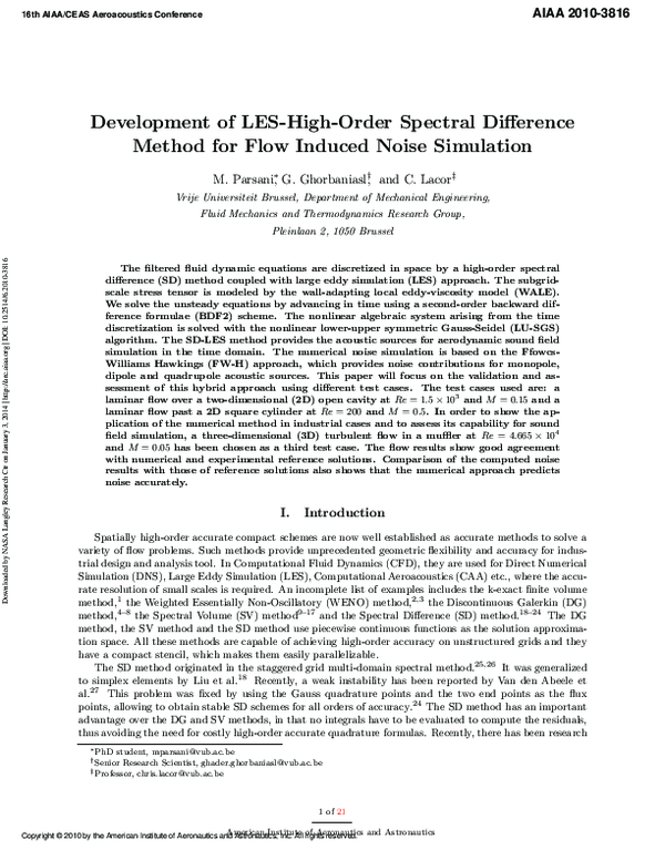 (PDF) Development of LES-high-order spectral difference method for flow ...