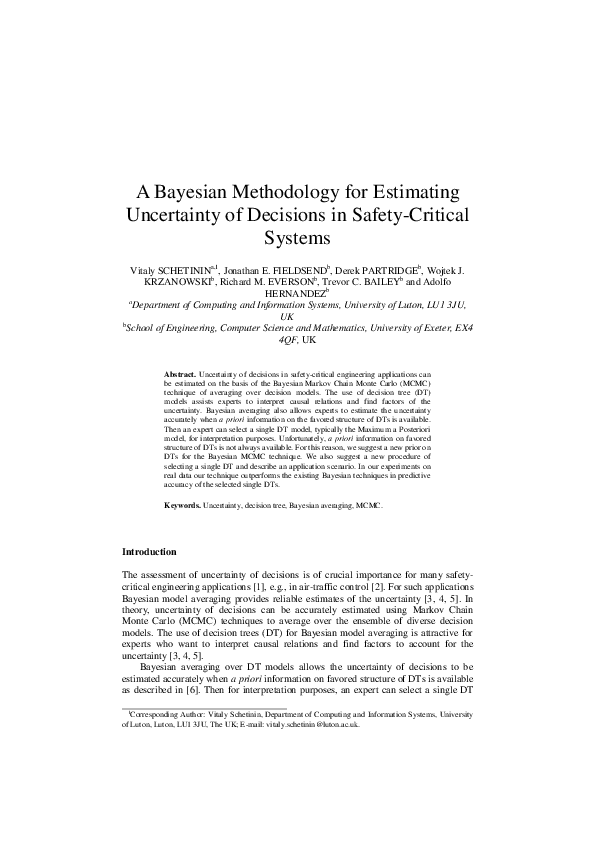 (PDF) A Bayesian Methodology for Estimating Uncertainty of Decisions In ...
