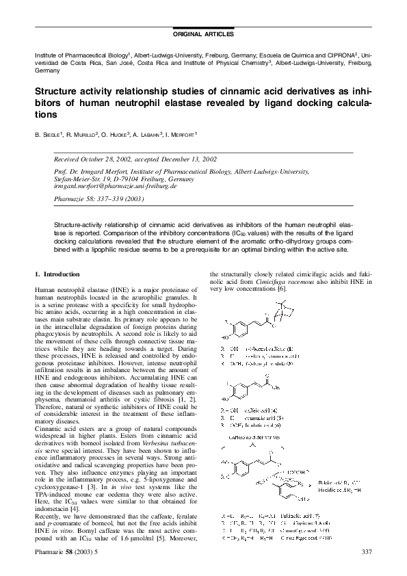 (PDF) Structure activity relationship studies of cinnamic acid ...