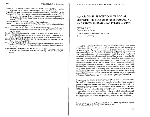 (PDF) Adolescents' Perceptions of Social Support: The Role of Esteem ...