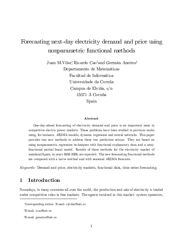 (PDF) Forecasting next-day electricity demand and price using ...