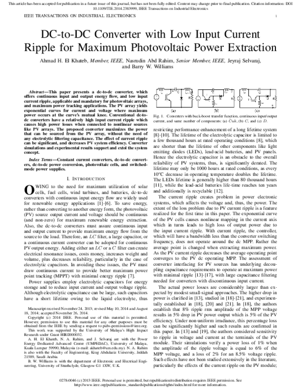 (PDF) DC-to-DC Converter with Low Input Current Ripple for Maximum ...