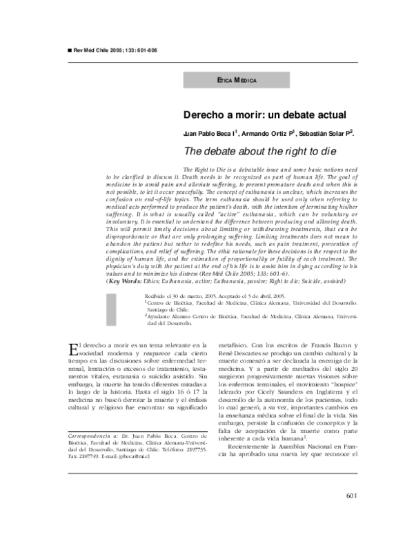 (PDF) [The debate about the right to die]