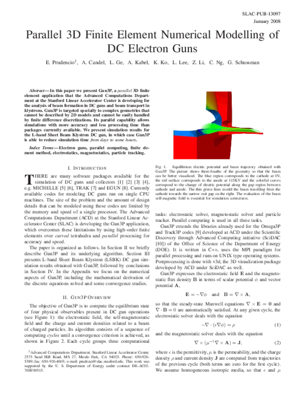 (PDF) Parallel 3D Finite Element Numerical Modelling of DC Electron Guns