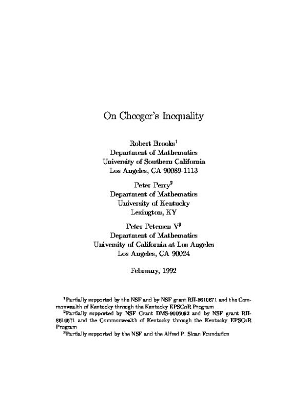 PDF) On Cheeger's inequality