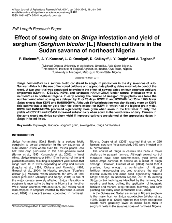 (PDF) AJAR ISSN 1991-637X ©2011 Academic Journals Effect of sowing date ...