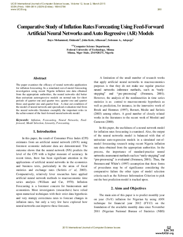 (PDF) Comparative Study of Inflation Rates Forecasting Using Feed ...