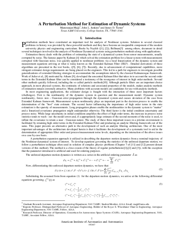 (PDF) A perturbation method for estimation of dynamic systems