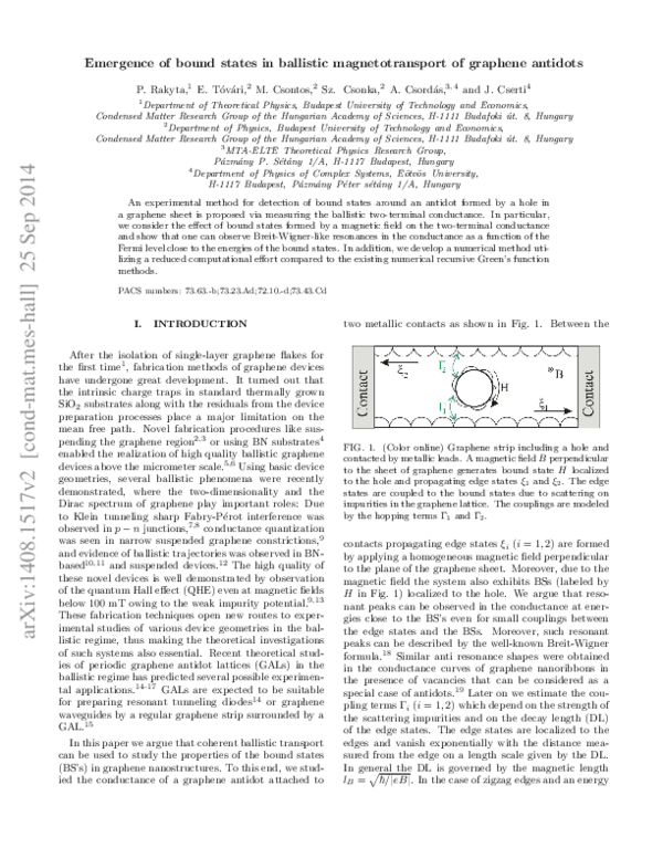 (PDF) Emergence of bound states in ballistic magnetotransport of ...