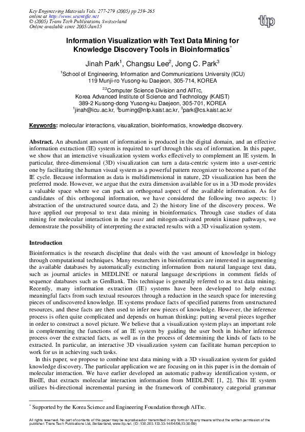 (PDF) Information Visualization with Text Data Mining for Knowledge ...