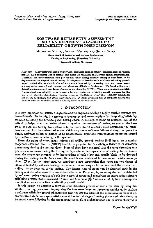 (PDF) Software reliability assessment for an exponential-S-shaped ...