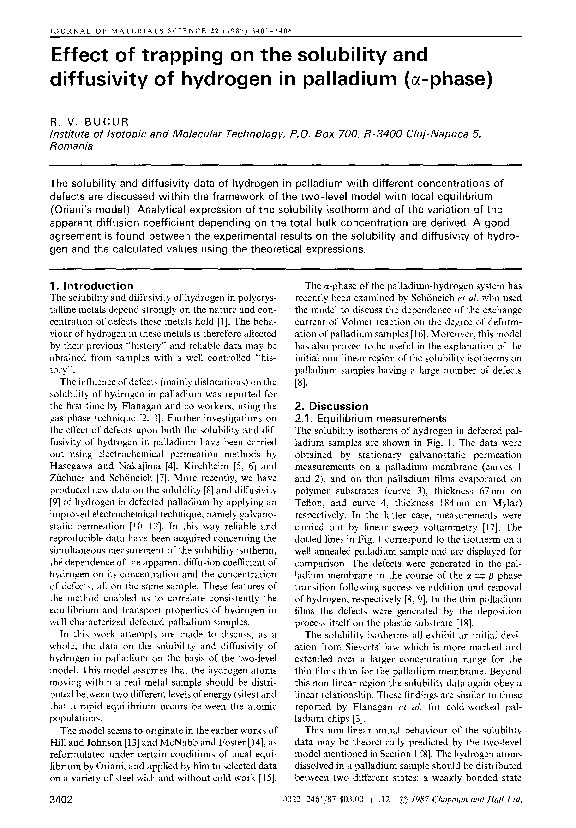 (PDF) Effect of trapping on the solubility and diffusivity of hydrogen ...