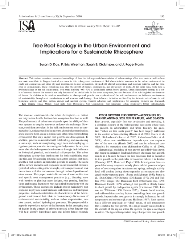 (PDF) Tree Root Ecology in the Urban Environment and Implications for a ...