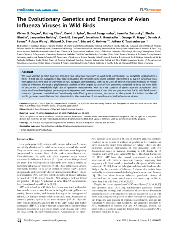 (PDF) The evolutionary genetics and emergence of avian influenza ...