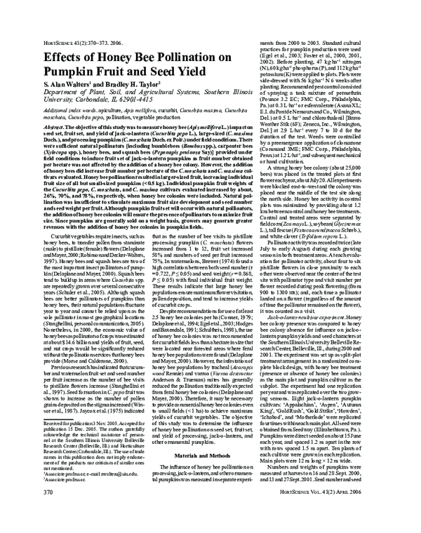 (PDF) Effects of honey bee pollination on pumpkin fruit and seed yield