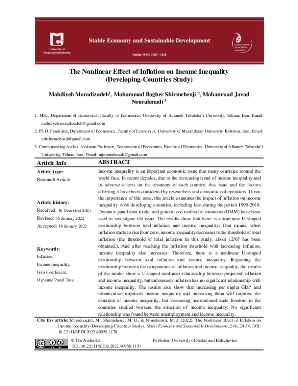 (PDF) The Nonlinear Effect of Inflation on Income Inequality ...