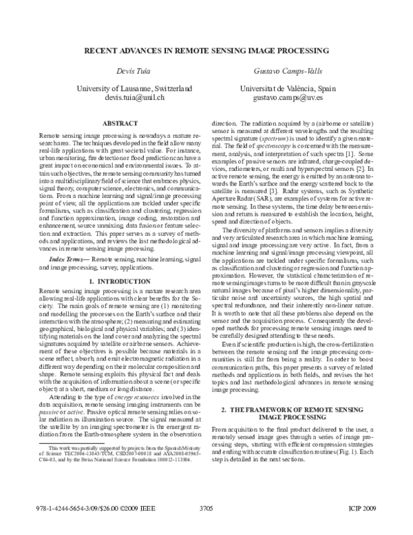 (PDF) Recent Advances in Remote Sensing Image Processing