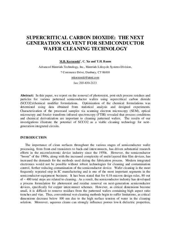 (PDF) Supercritical carbon dioxide: the next generation solvent for ...