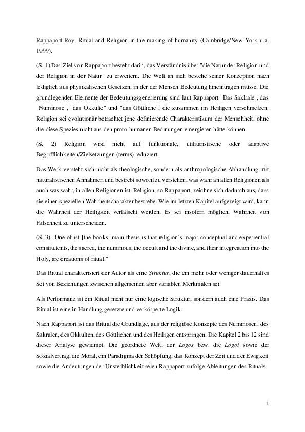 (PDF) Roy Rappaport, Ritual and Religion in the making of humanity