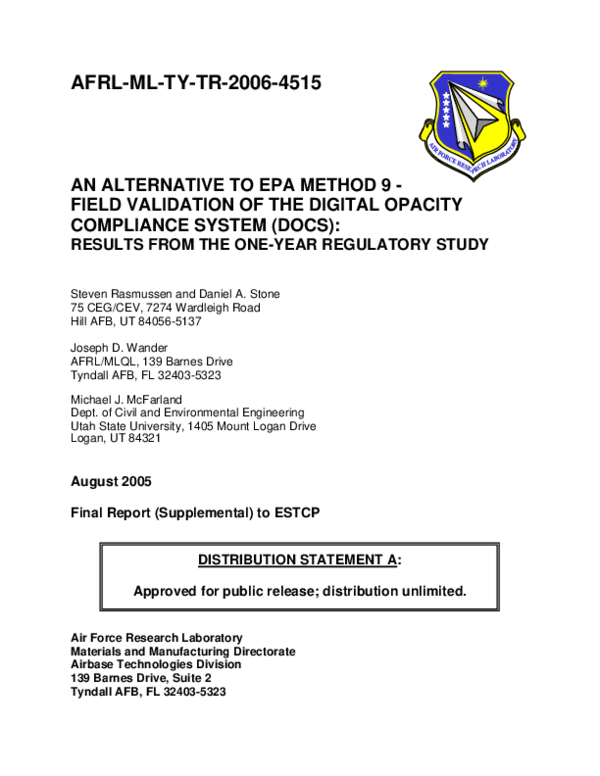 (PDF) An Alternative to EPA Method 9: Field Validation of a Digital ...