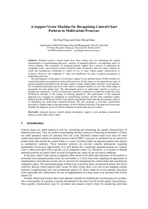 (PDF) A Support Vector Machine for Recognizing Control Chart Patterns ...