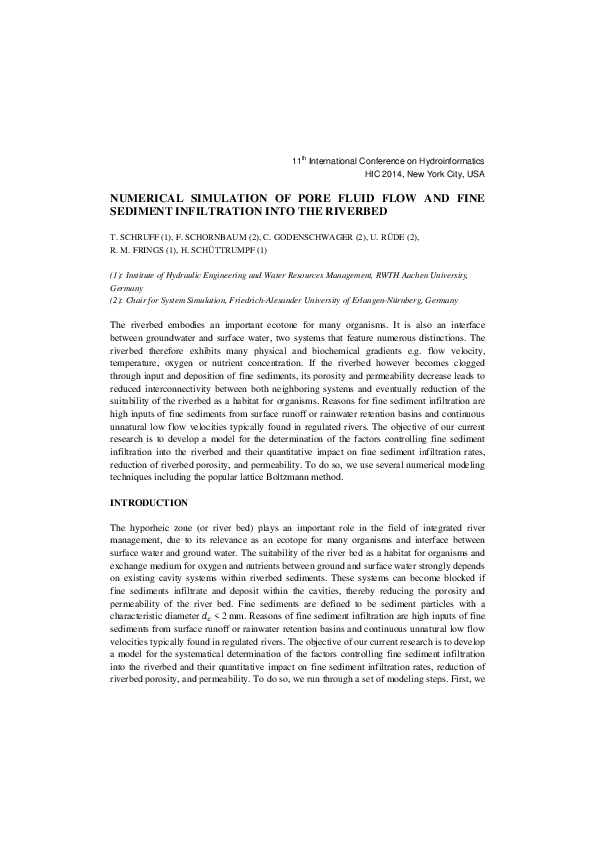 (PDF) Numerical Simulation of Pore Fluid Flow and Fine Sediment ...