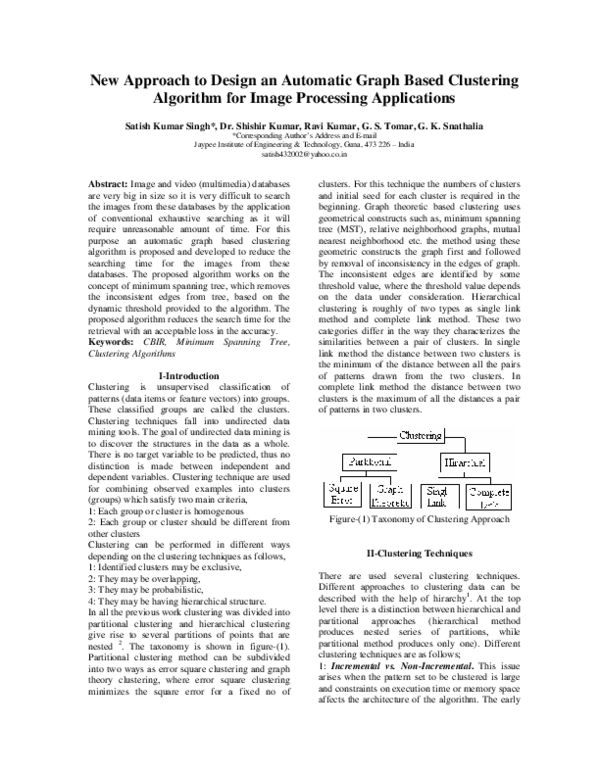 (PDF) New Approach to Design an Automatic Graph Based Clustering ...