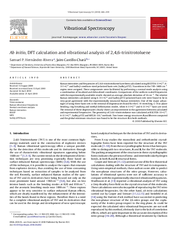 (PDF) Ab initio, DFT calculation and vibrational analysis of 2, 4, 6 ...