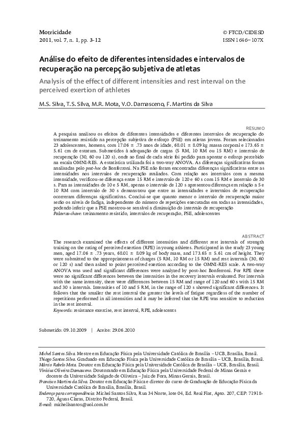  PDF An lise Do Efeito De Diferentes Intensidades E Intervalos De 
