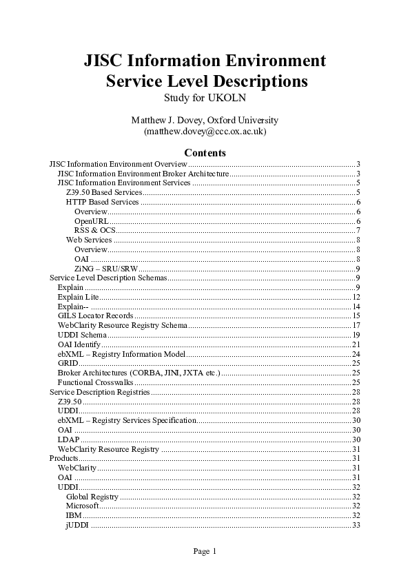 (PDF) JISC Information Environment - Service Level Descriptions