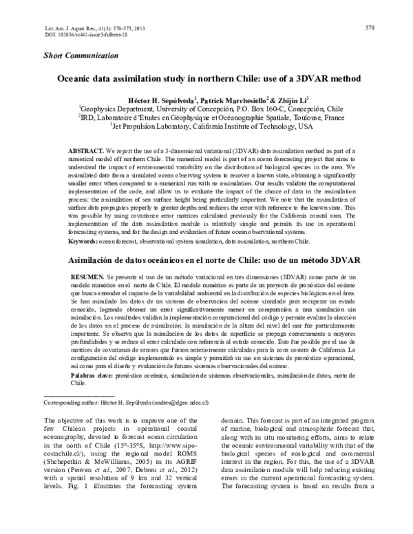 (PDF) Oceanic data assimilation study in northern Chile: use of a 3DVAR ...
