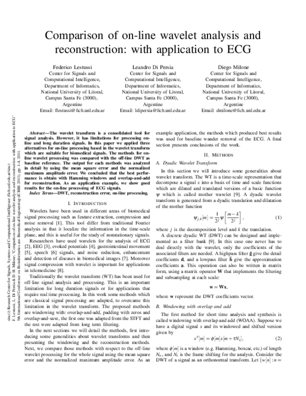 (PDF) Comparison of on-line wavelet analysis and