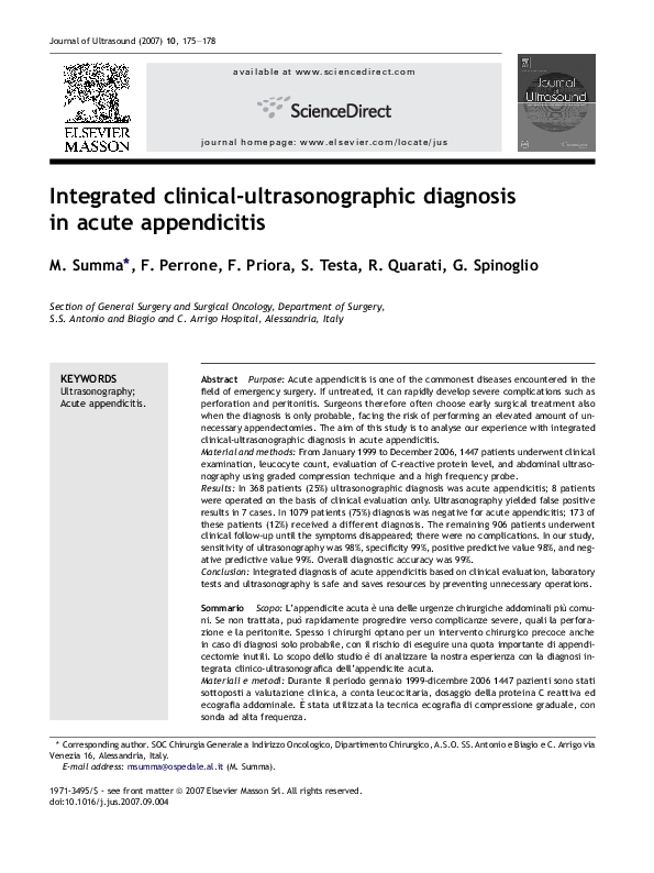 (PDF) Integrated clinical-ultrasonographic diagnosis in acute ...