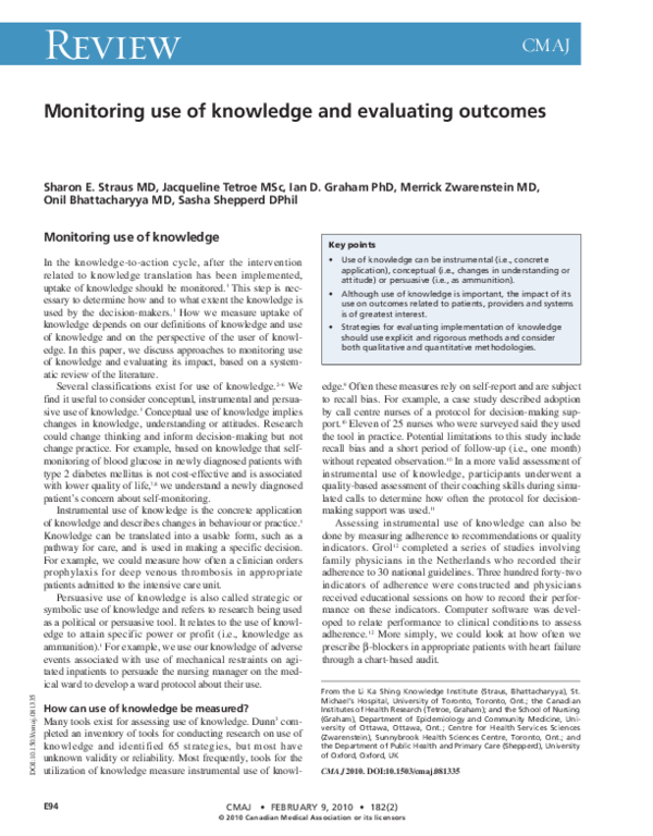 (PDF) Knowledge translation in health care: moving from evidence to ...