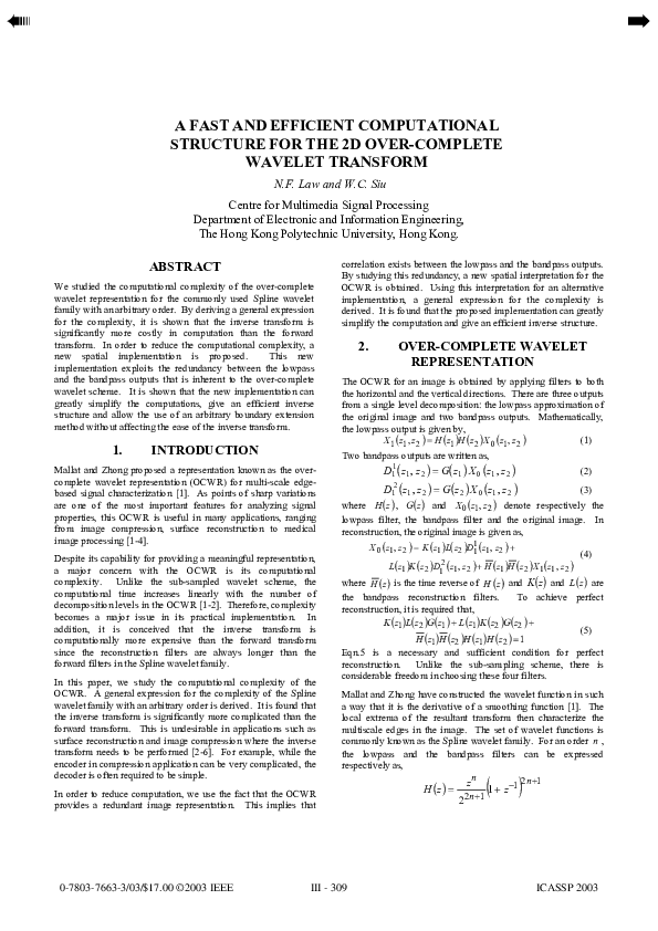 (PDF) A fast and efficient computational structure for the 2D over ...