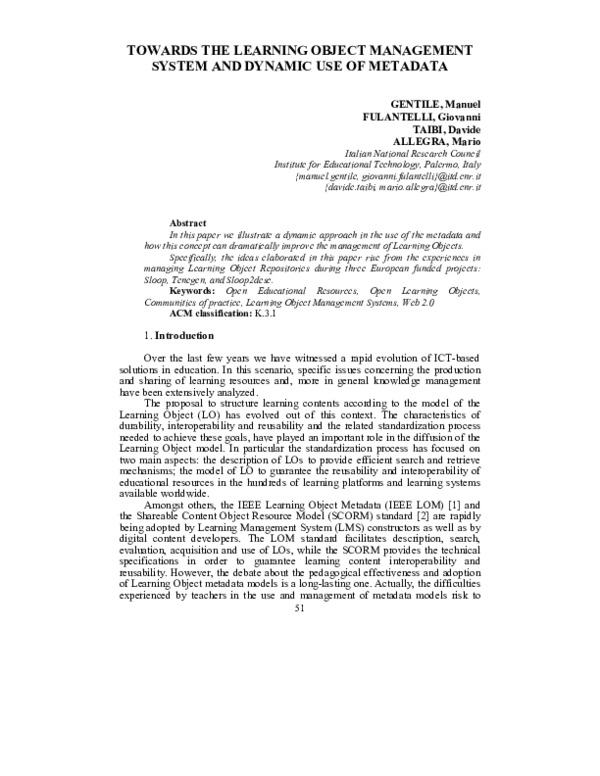 (PDF) Towards the Learning Object Management System and Dynamic Use of ...
