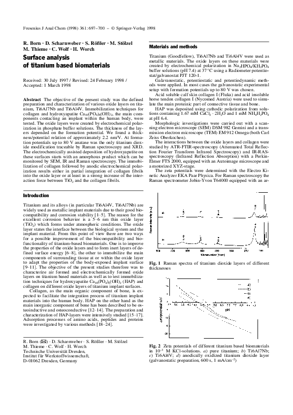 (PDF) Surface analysis of titanium based biomaterials Sophie Rößler