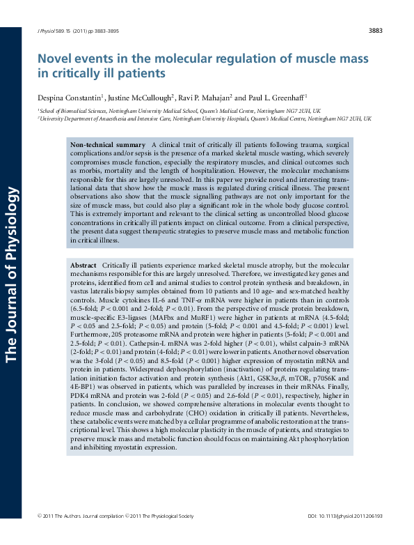 (PDF) Novel events in the molecular regulation of muscle mass in ...