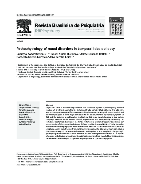(PDF) Pathophysiology of mood disorders in temporal lobe epilepsy