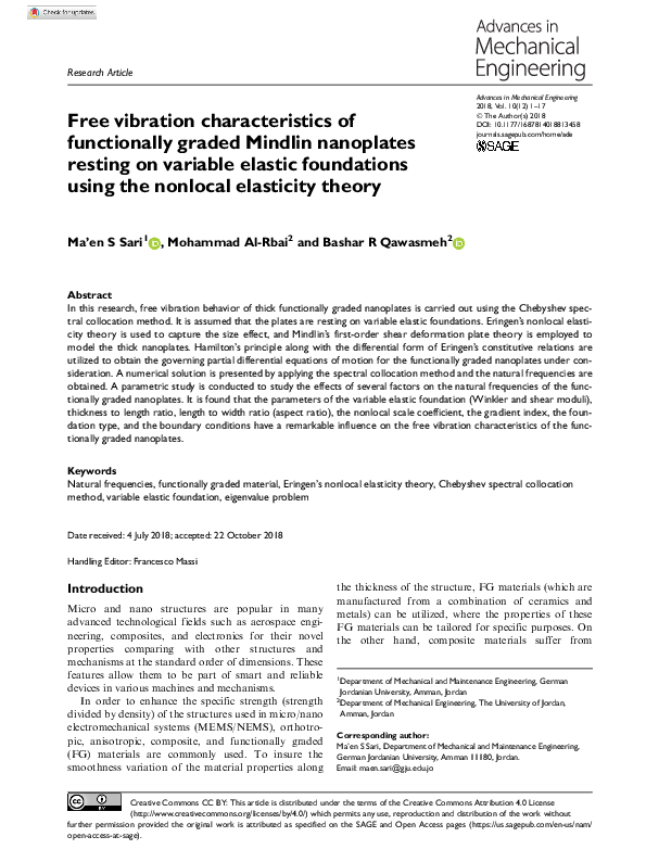 (PDF) Free vibration characteristics of a functionally graded beam by ...