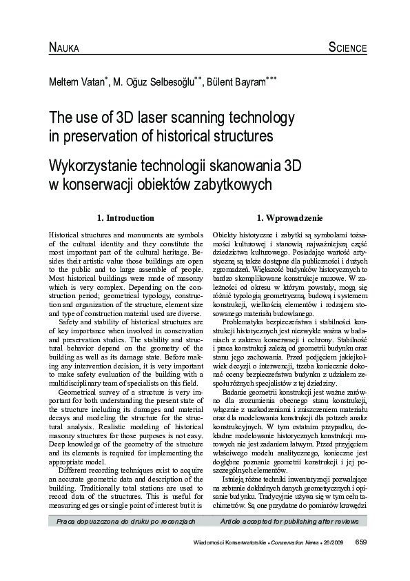 (PDF) The use of 3D laser scanning technology in preservation of ...
