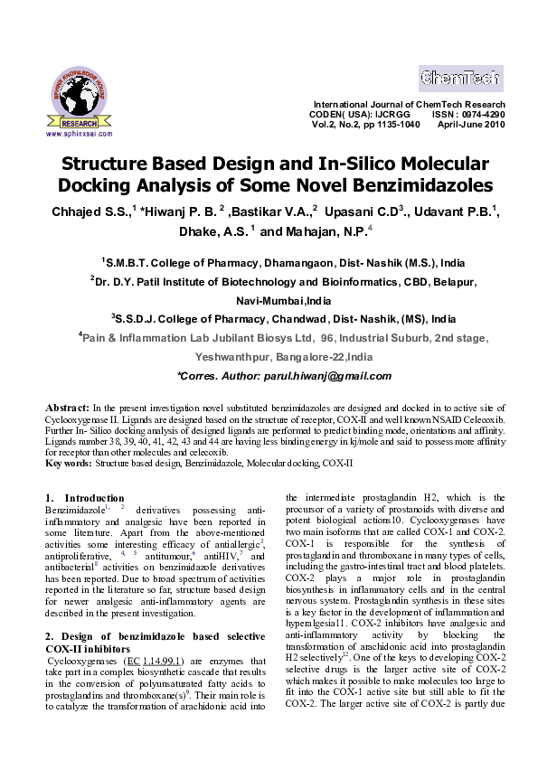 (PDF) Structure Based Design and In-Silico Molecular Docking Analysis ...