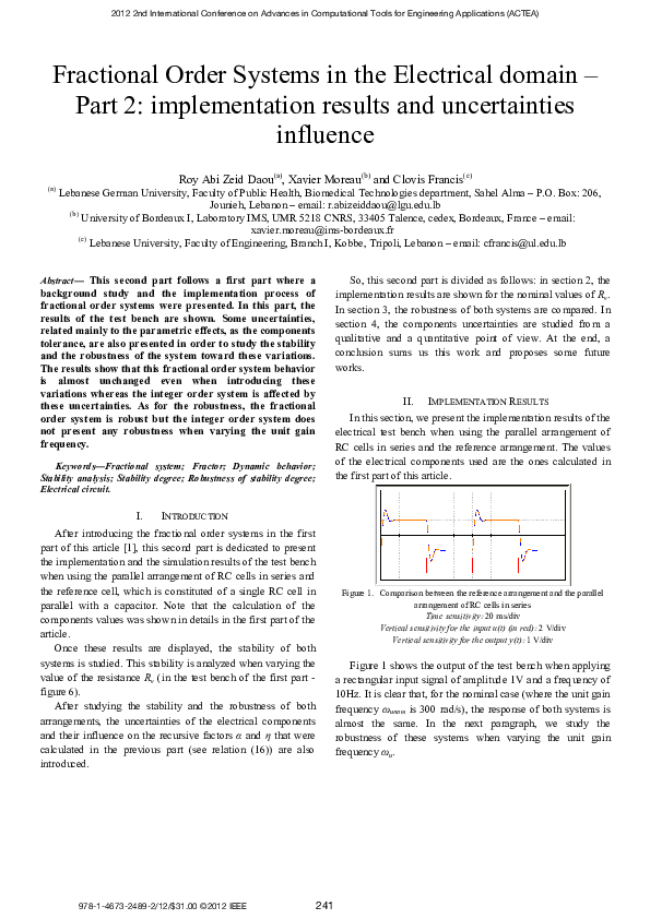 (PDF) Fractional order systems in the electrical domain - Part 2 ...