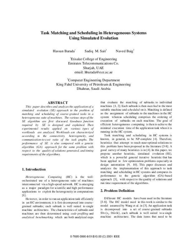(PDF) Task Matching and Scheduling in Heterogeneous Computing ...
