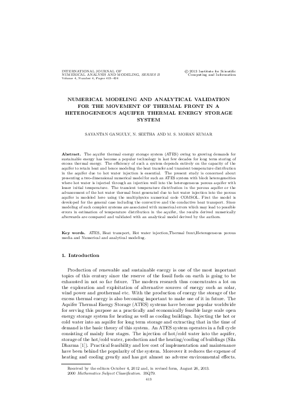 (PDF) Numerical Modeling and Analytical Validation for Transient ...